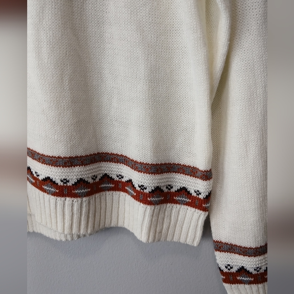 Telluride Clothing Co Cream Orange Fairisle Sweater Womens Large Lightweight - Picture 3 of 7